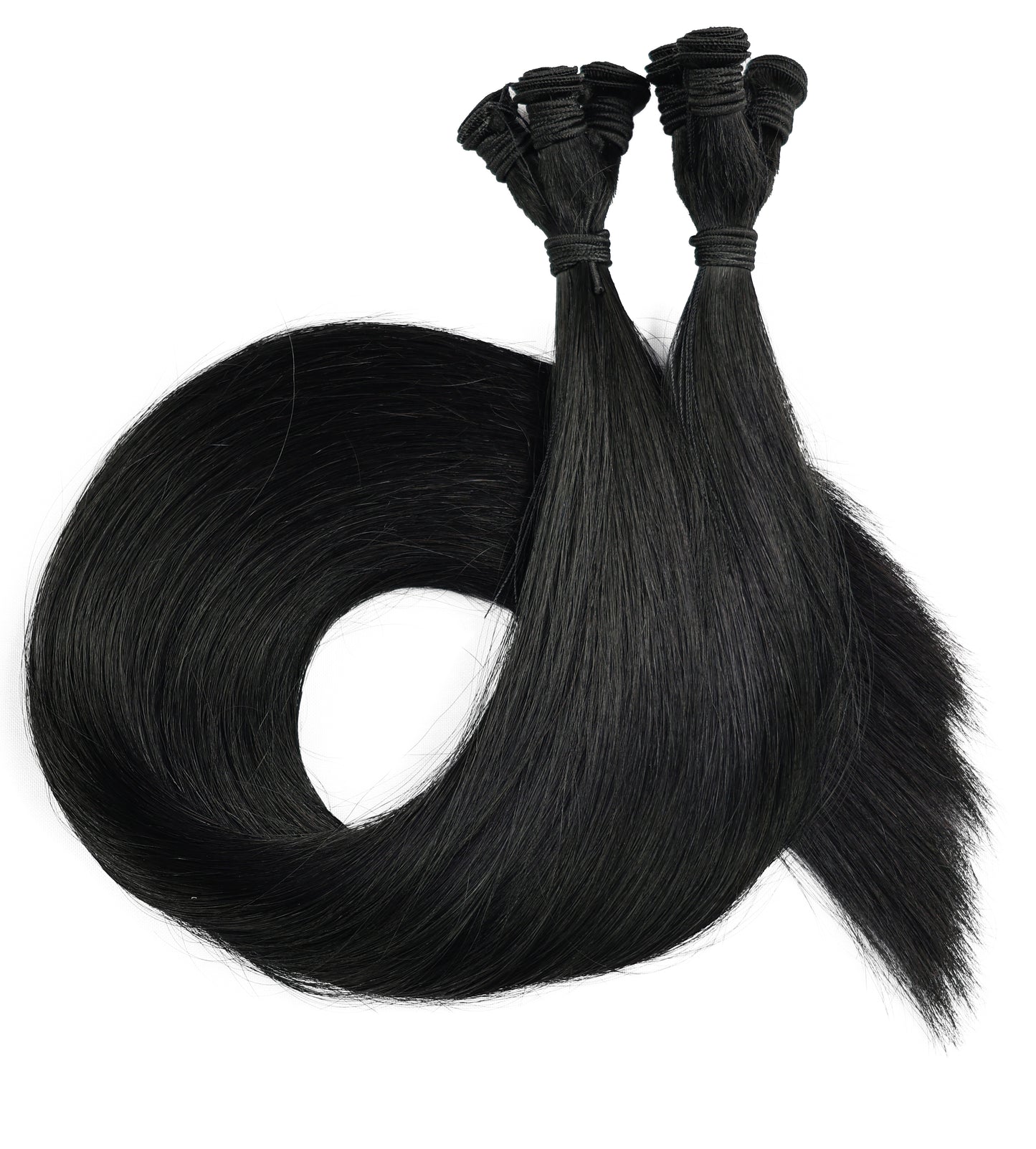 STYLNHAIR Single HT Weft Human Hair Extensions, 14" Length, 11" Width, Straight Hair Extension with Multiple Color Options