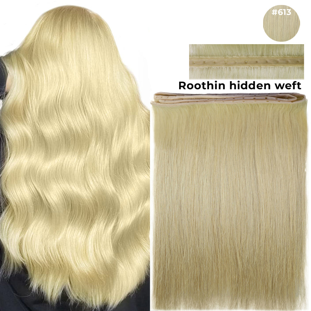 STYLNHAIR Roothin Hidden Weft Butterfly 100% Human Hair Extensions, 18-Inch Length, 30-Inch Width