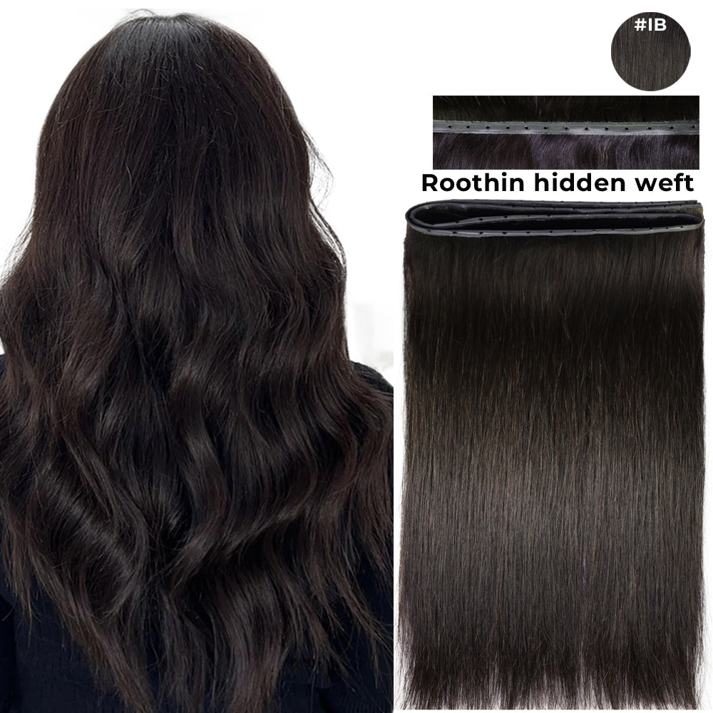 STYLNHAIR Roothin Hidden Weft Butterfly 100% Human Hair Extensions, 18-Inch Length, 30-Inch Width