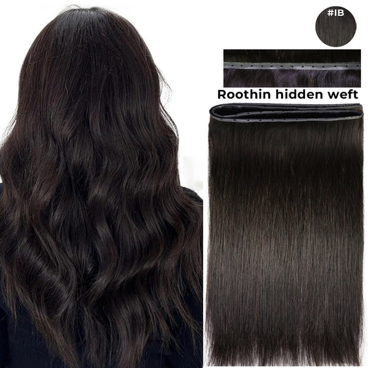 STYLNHAIR Roothin Hidden Weft Butterfly 100% Human Hair Extensions, 16-Inch Length, 30-Inch Width