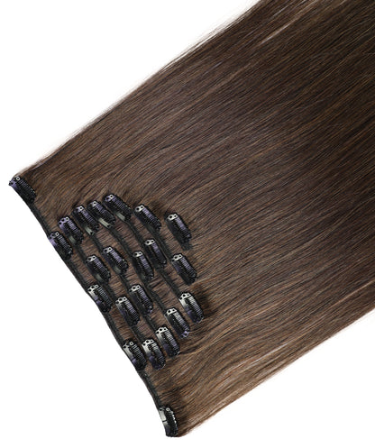 STYLNHAIR Clip in 7pcs 100% Human Hair, 16-18-inch Straight Skin Weft Extensions