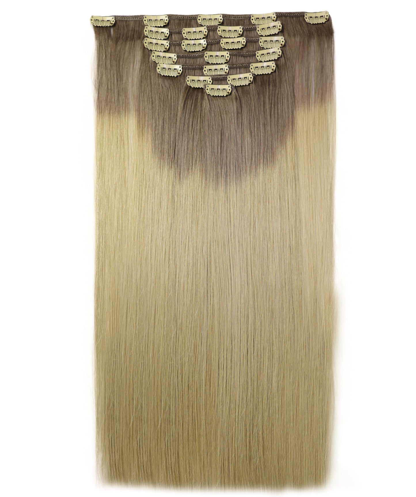 STYLNHAIR Clip in 7pcs 100% Human Hair, 16-18-inch Straight Skin Weft Extensions