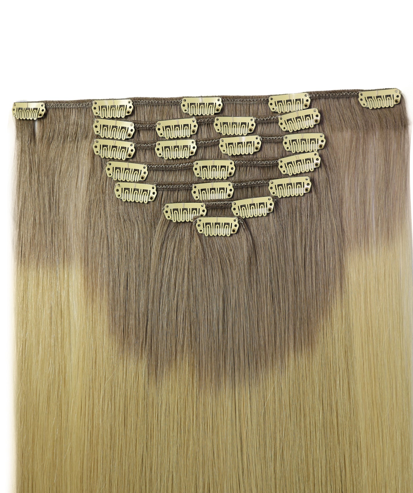 STYLNHAIR Clip in 7pcs 100% Human Hair, 16-18-inch Straight Skin Weft Extensions