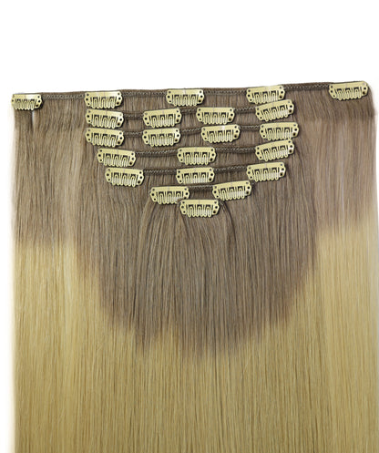 STYLNHAIR Clip in 7pcs 100% Human Hair, 16-18-inch Straight Skin Weft Extensions